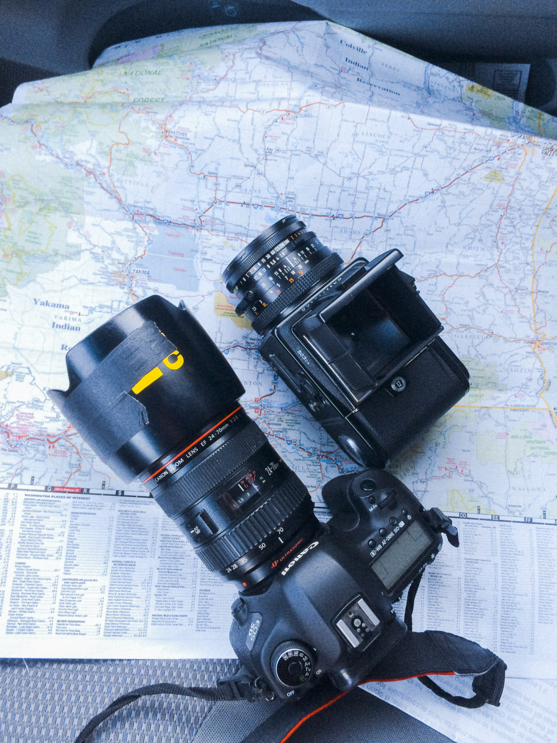 Gear List: Canon 5D MKIII, Hasseblad 503cx, Map.